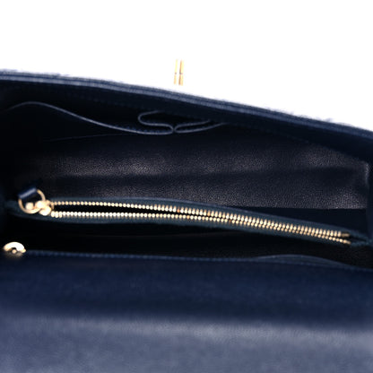 Chanel Caviar Lizard Quilted Chevron Small Coco Handle Flap Navy Blue 5 of 12