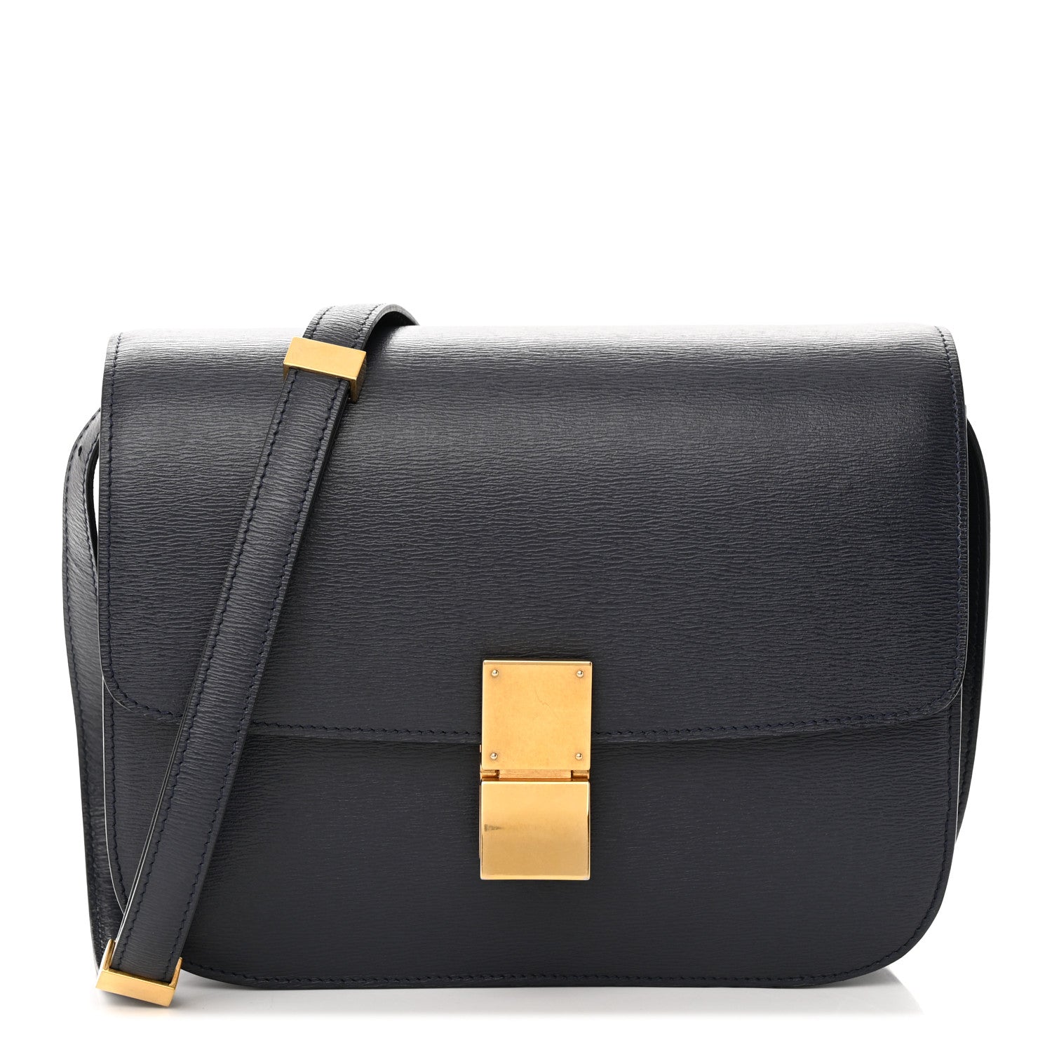 Celine Liege Calfskin Medium Classic Box Flap Bag Dark Blue 1 of 14