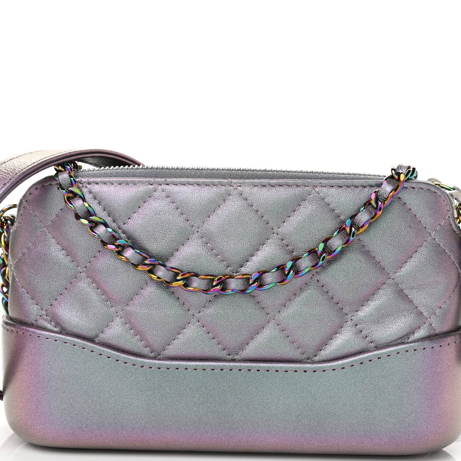 Chanel Iridescent Lambskin Calfskin Quilted Small Gabrielle Clutch With Chain Light Purple 9 of 11
