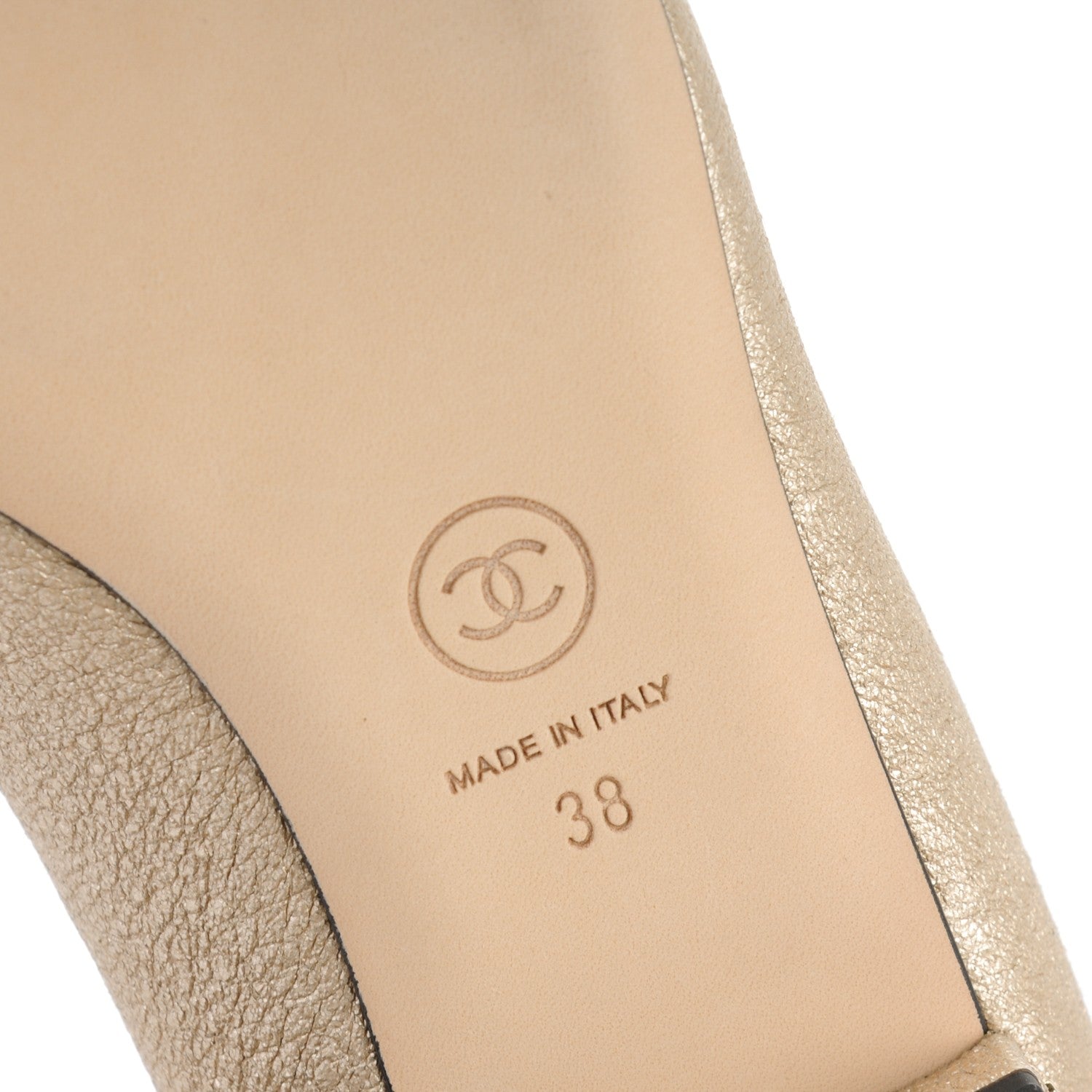 Chanel Metallic Lambskin Cap Toe Ballerina Flats 38 Gold Black 6 of 7
