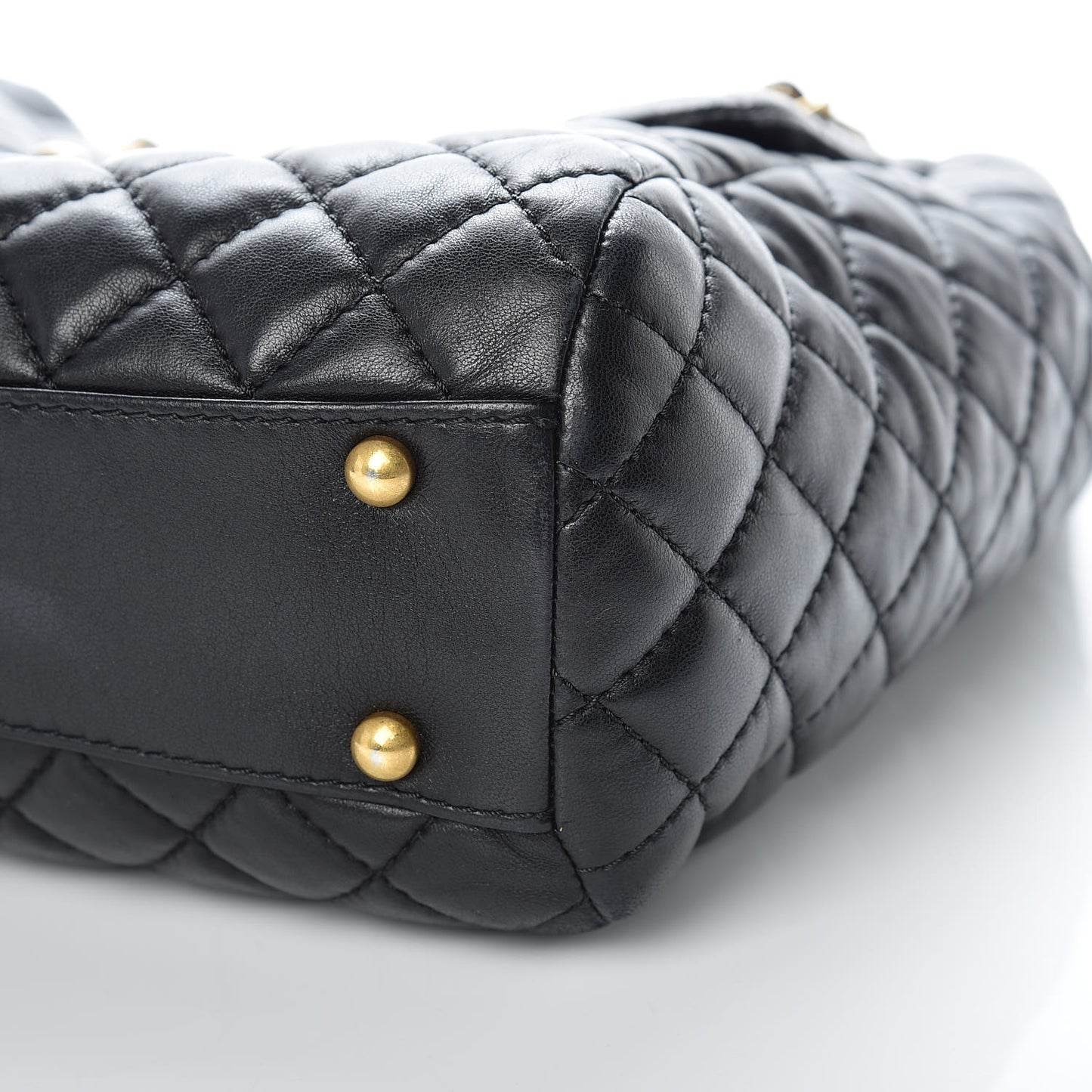 Lambskin Quilted Large Fluffy CC Shopping Tote Black
