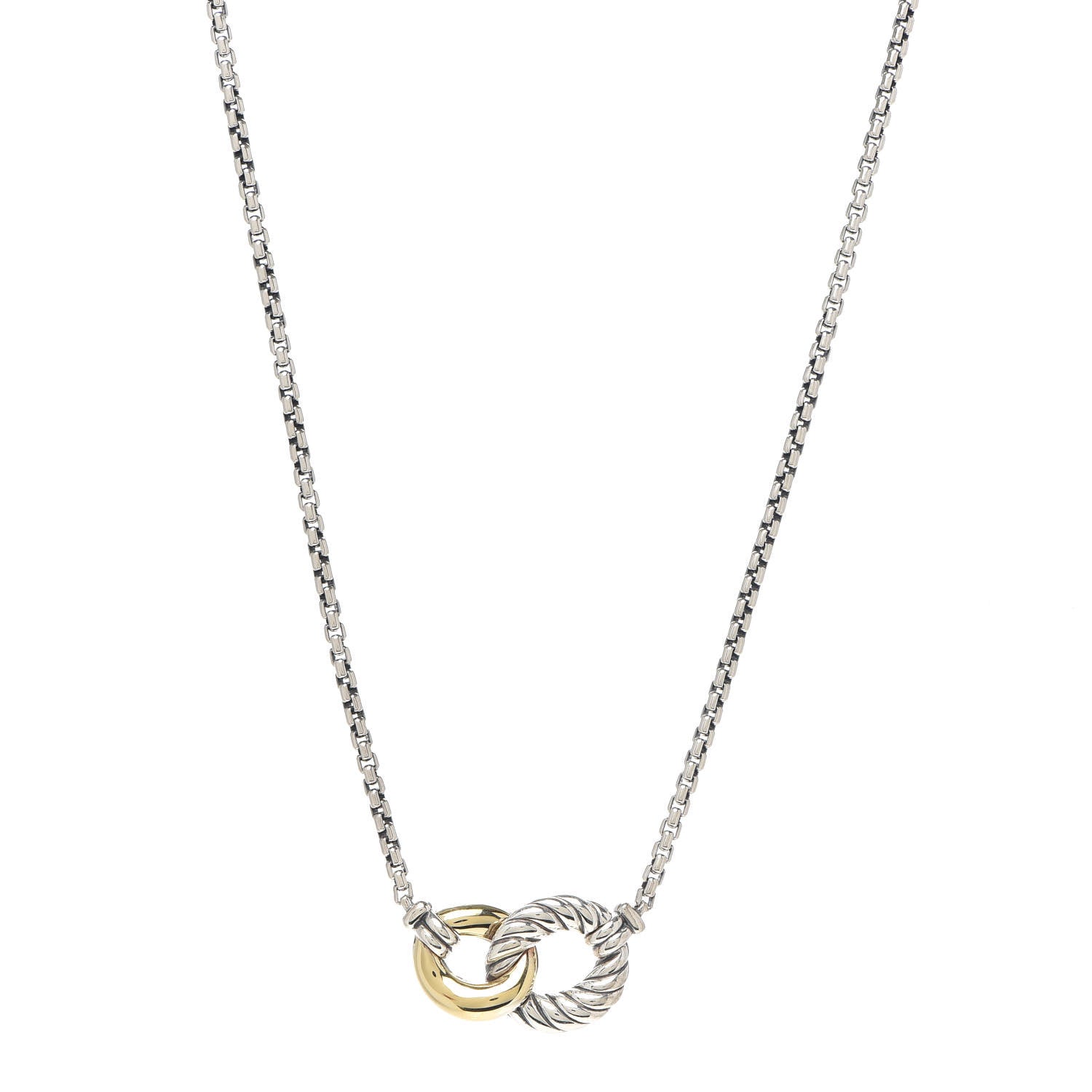 David Yurman Sterling Silver 18K Yellow Gold Belmont Pendant Necklace 1 of 5