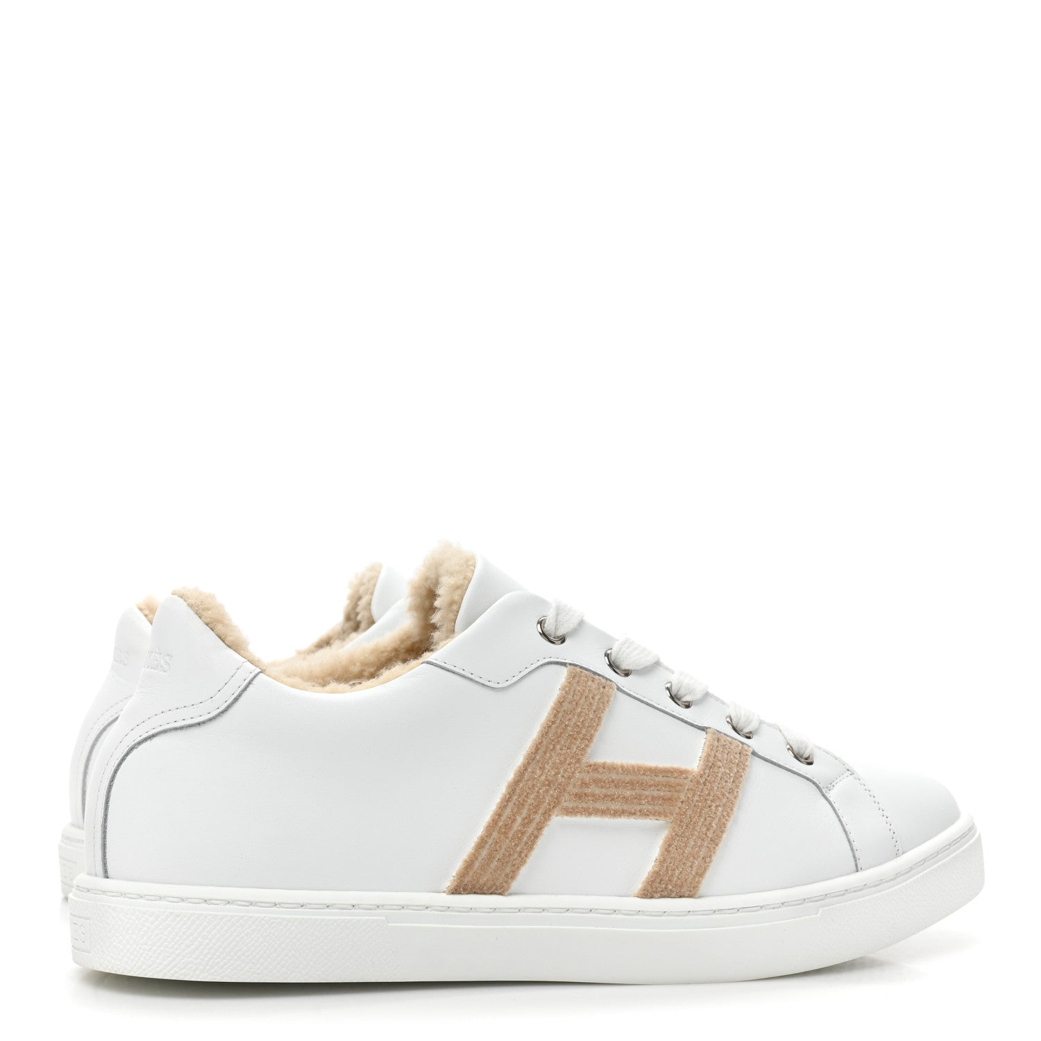 Hermes Calfskin Woolskin Womens Avantage Sneakers 39 White 4 of 7