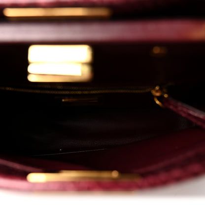 Fendi Snakeskin Shiny Nappa Mini Peekaboo Iconic Satchel Red 5 of 12
