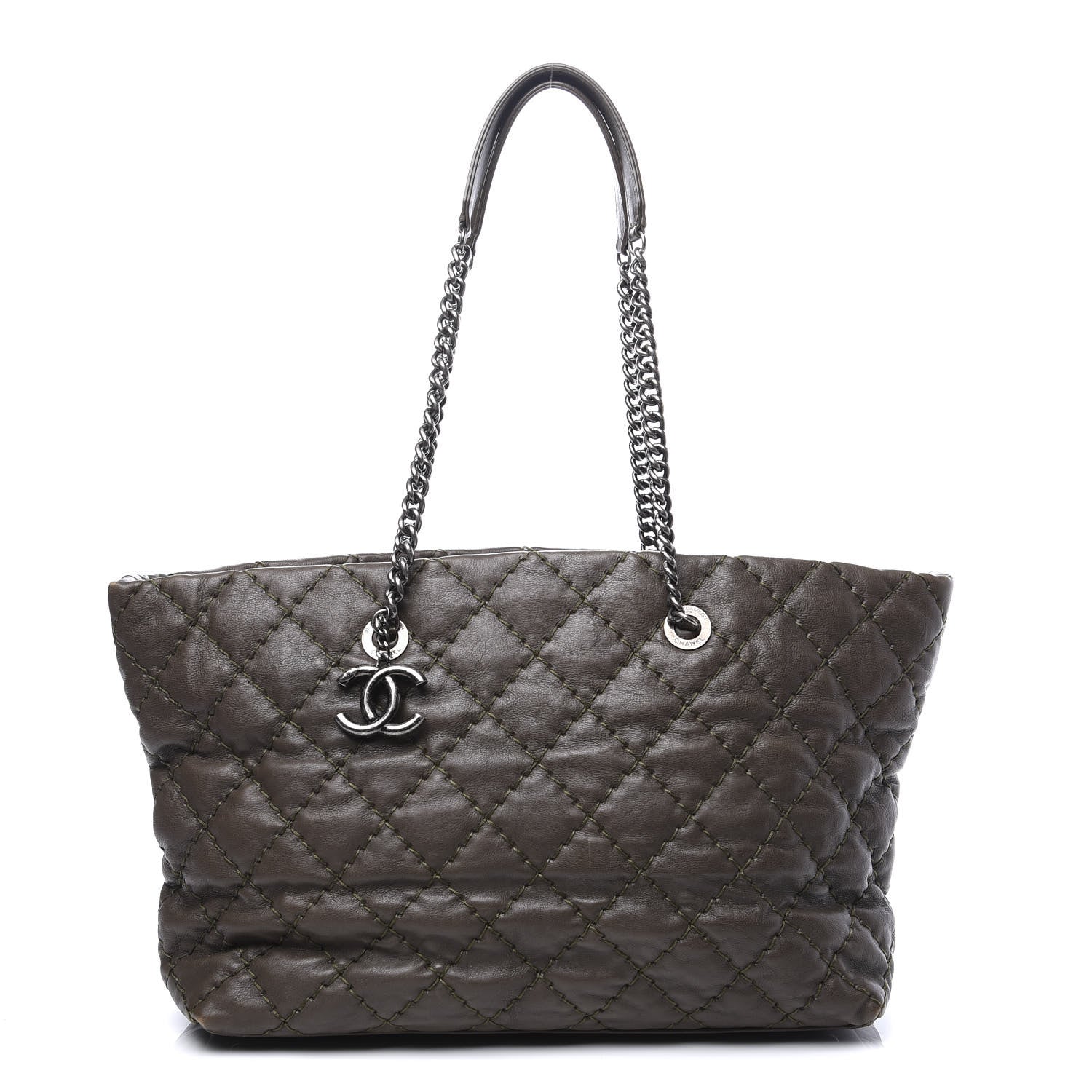 Chanel Calfskin Ultimate Stitch Shopping Tote Khaki 1 of 12