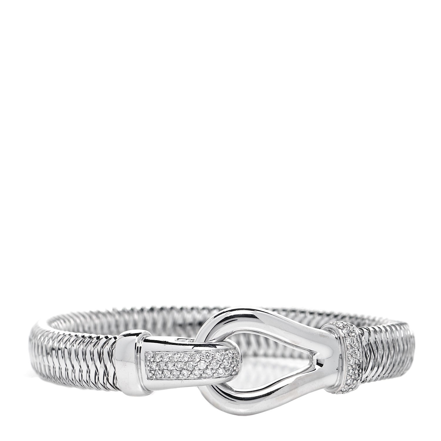Roberto Coin 18K White Gold Diamond Primavera Buckle Bracelet 2 of 8