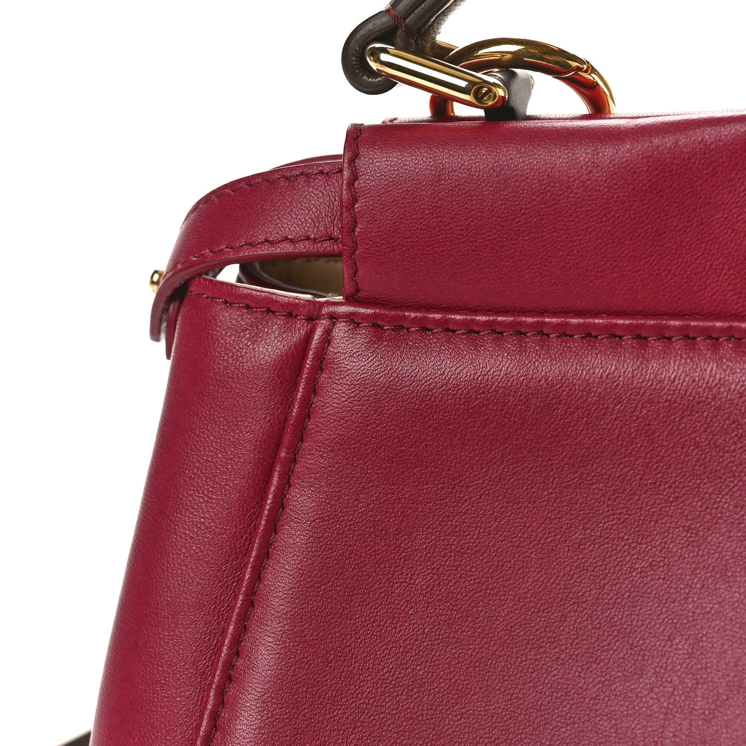 Fendi Nappa Mini Peekaboo Iconic Satchel Cherry Moresco Amido 10 of 10