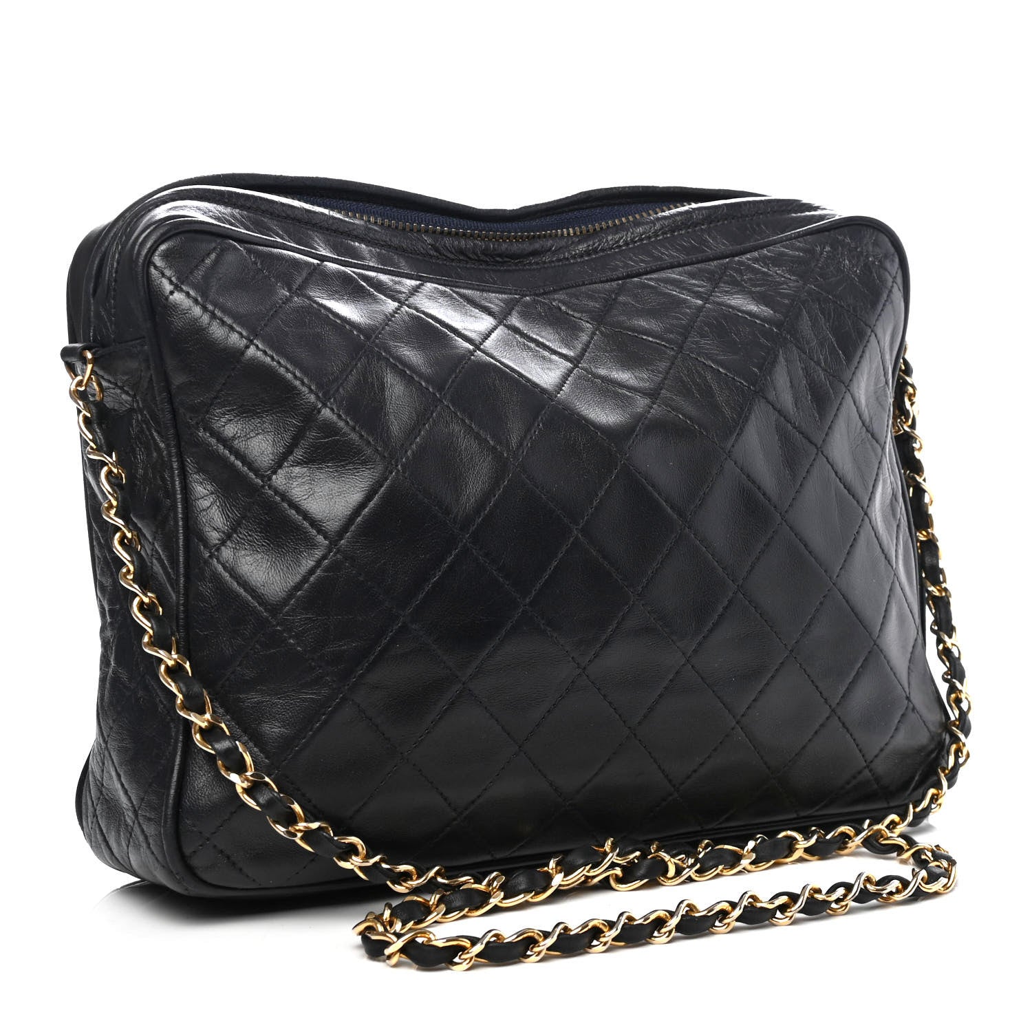 Chanel Lambskin Quilted CC Tassel Camera Case Navy 2 of 4