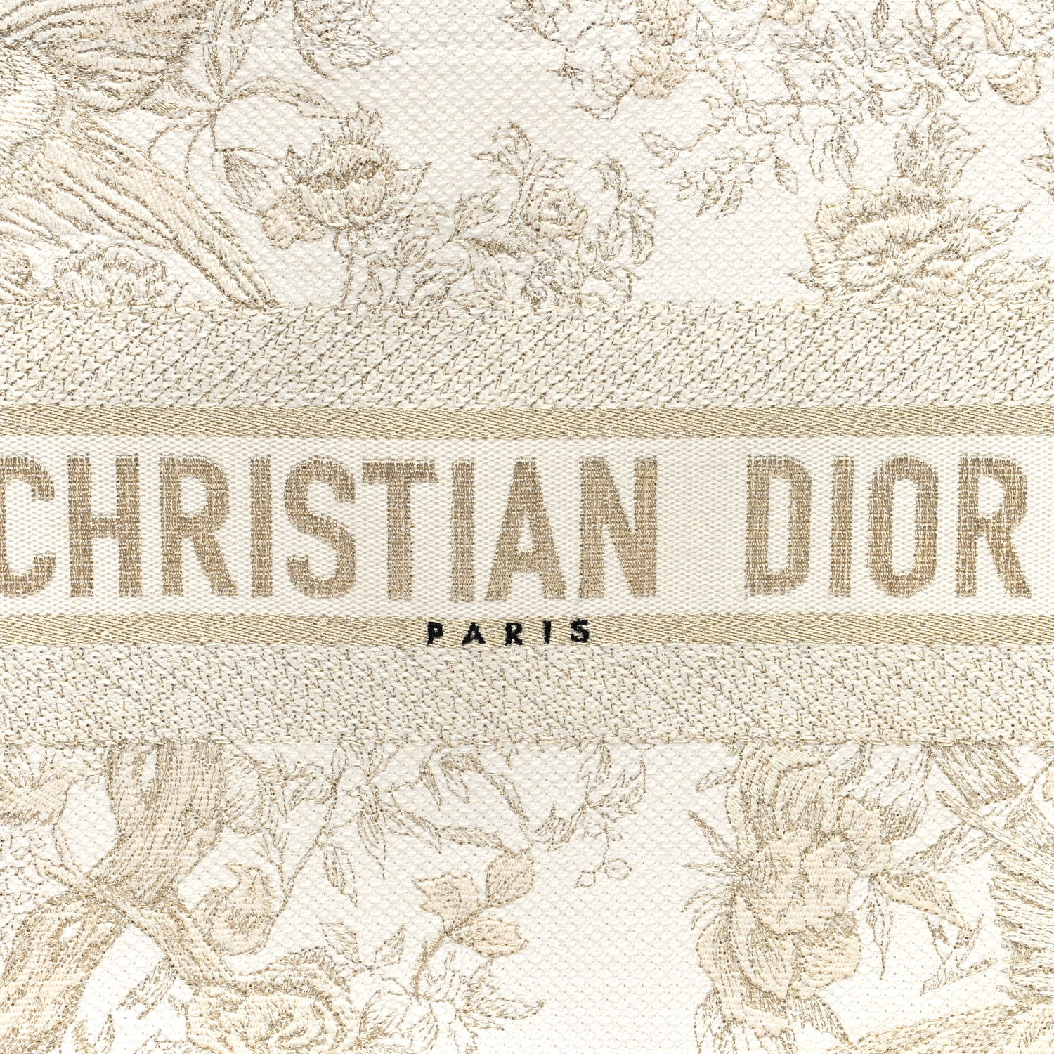 Christian Dior Canvas Embroidered Jardin D'Hiver Medium Book Tote Gold 8 of 11