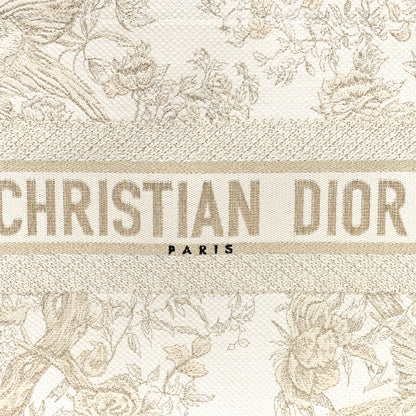 Christian Dior Canvas Embroidered Jardin D'Hiver Medium Book Tote Gold 8 of 11