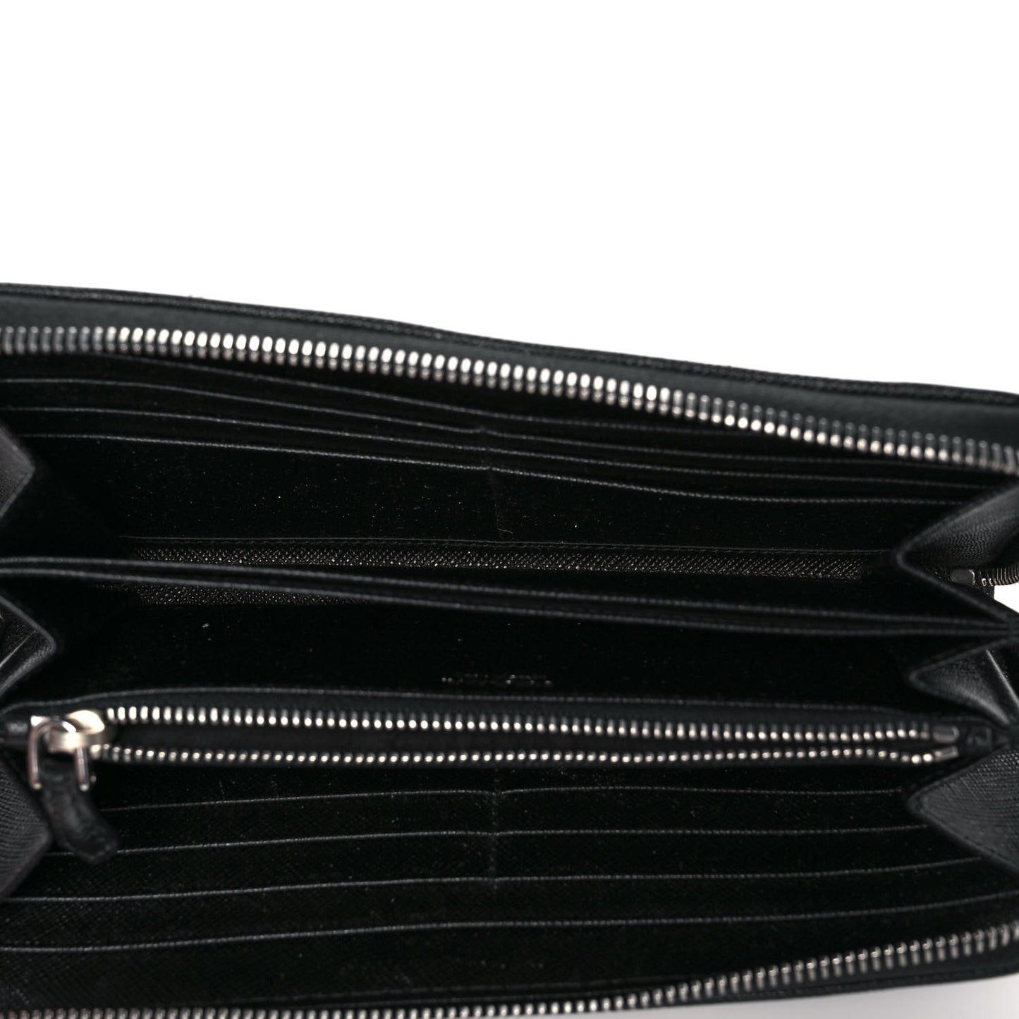 Nylon Quilted Palm Tree Zip Wallet Black