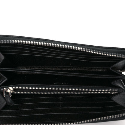 Prada Nylon Quilted Palm Tree Zip Wallet Black 5 of 9