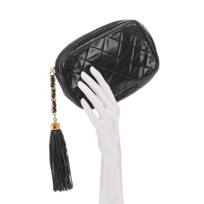 Chanel Lambskin Quilted Tassel Camera Case Black 2 of 7