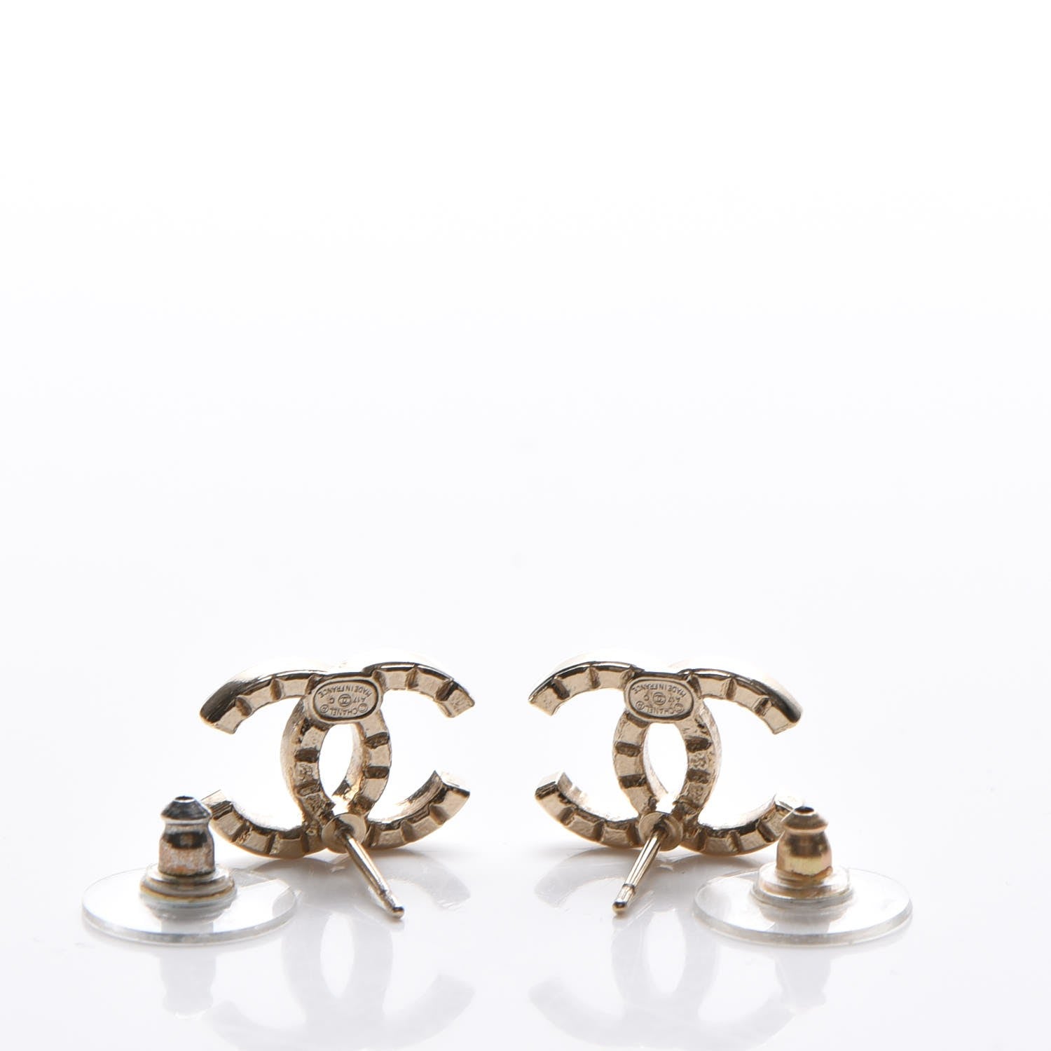 Chanel Studded CC Earrings Gold 3 of 5
