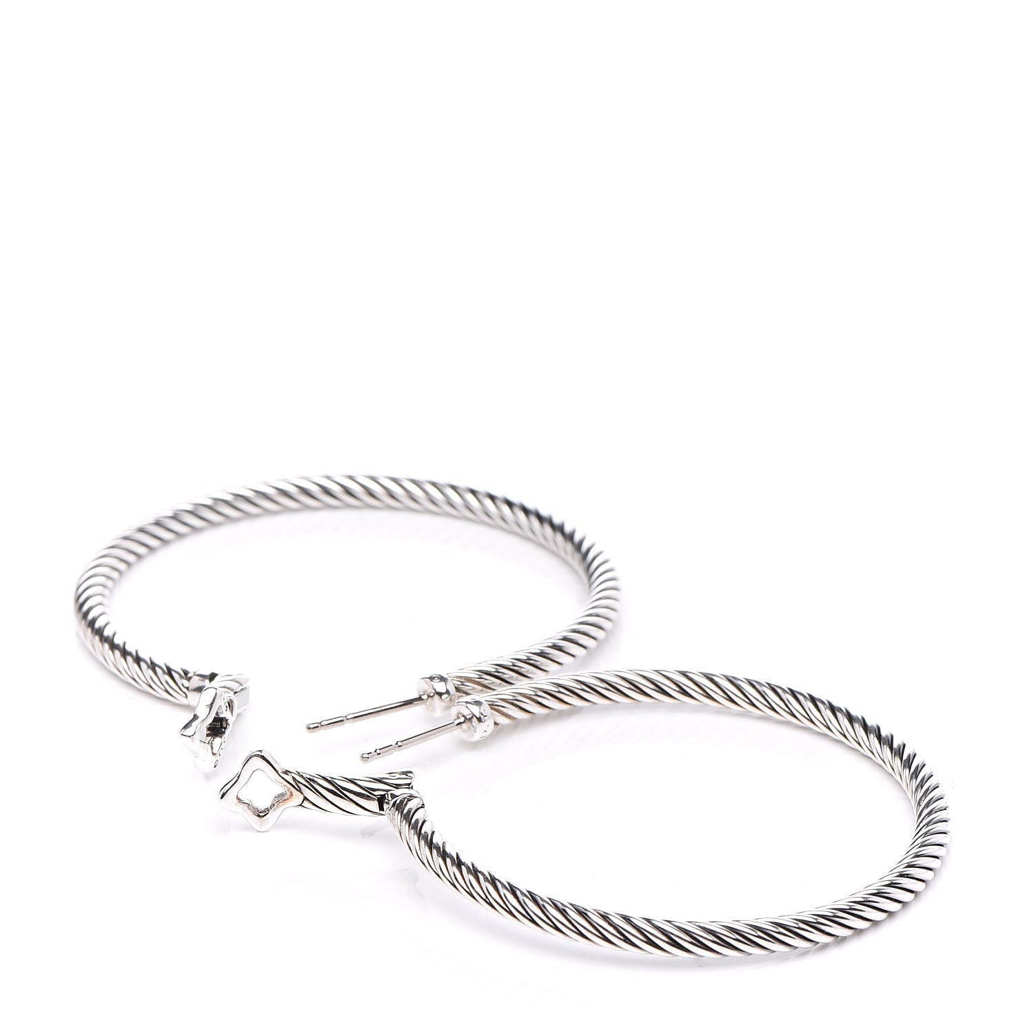 David Yurman Sterling Silver Large Cable Classics Hoop Earrings 3 of 5