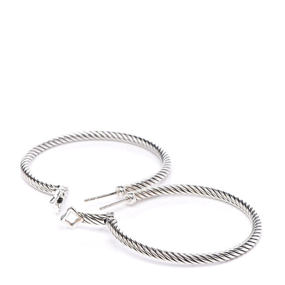 David Yurman Sterling Silver Large Cable Classics Hoop Earrings 3 of 5
