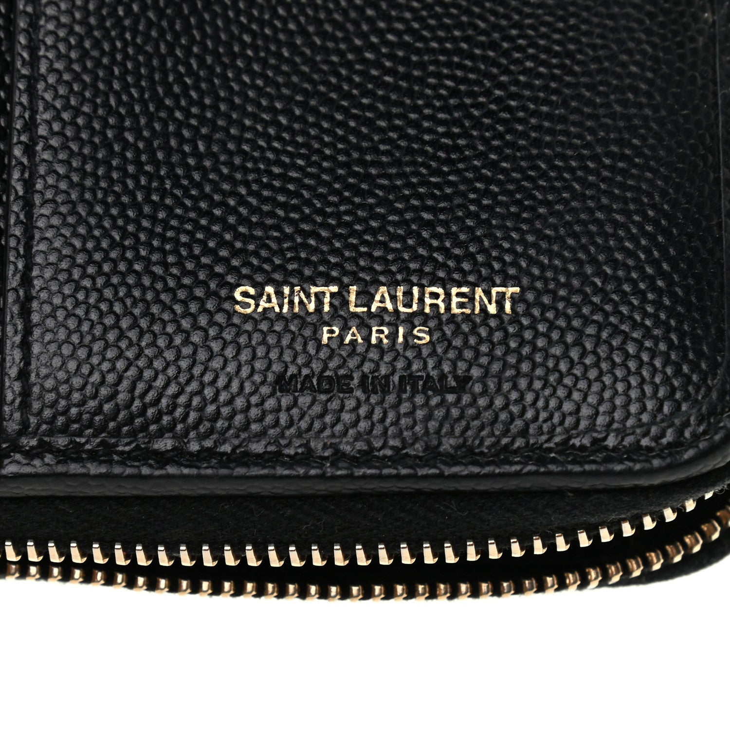 Saint Laurent Grain De Poudre Matelasse Chevron Monogram Compact Zip Around Wallet Black 5 of 6