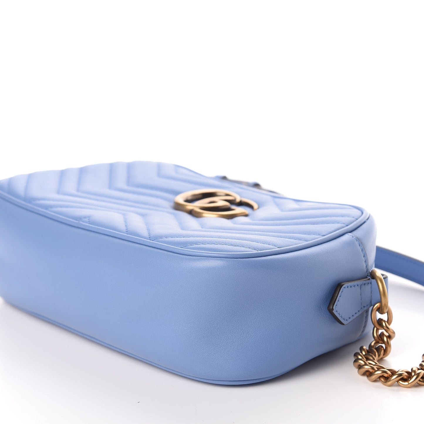 Calfskin Matelasse Small GG Marmont Chain Shoulder Bag Clear Sky Blue