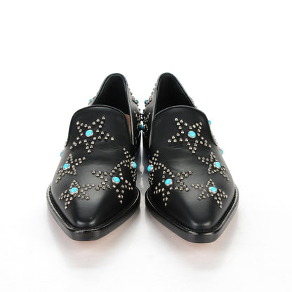 Valentino Garavani Nappa Star Studded Cabochon Loafers 37.5 Black 2 of 8