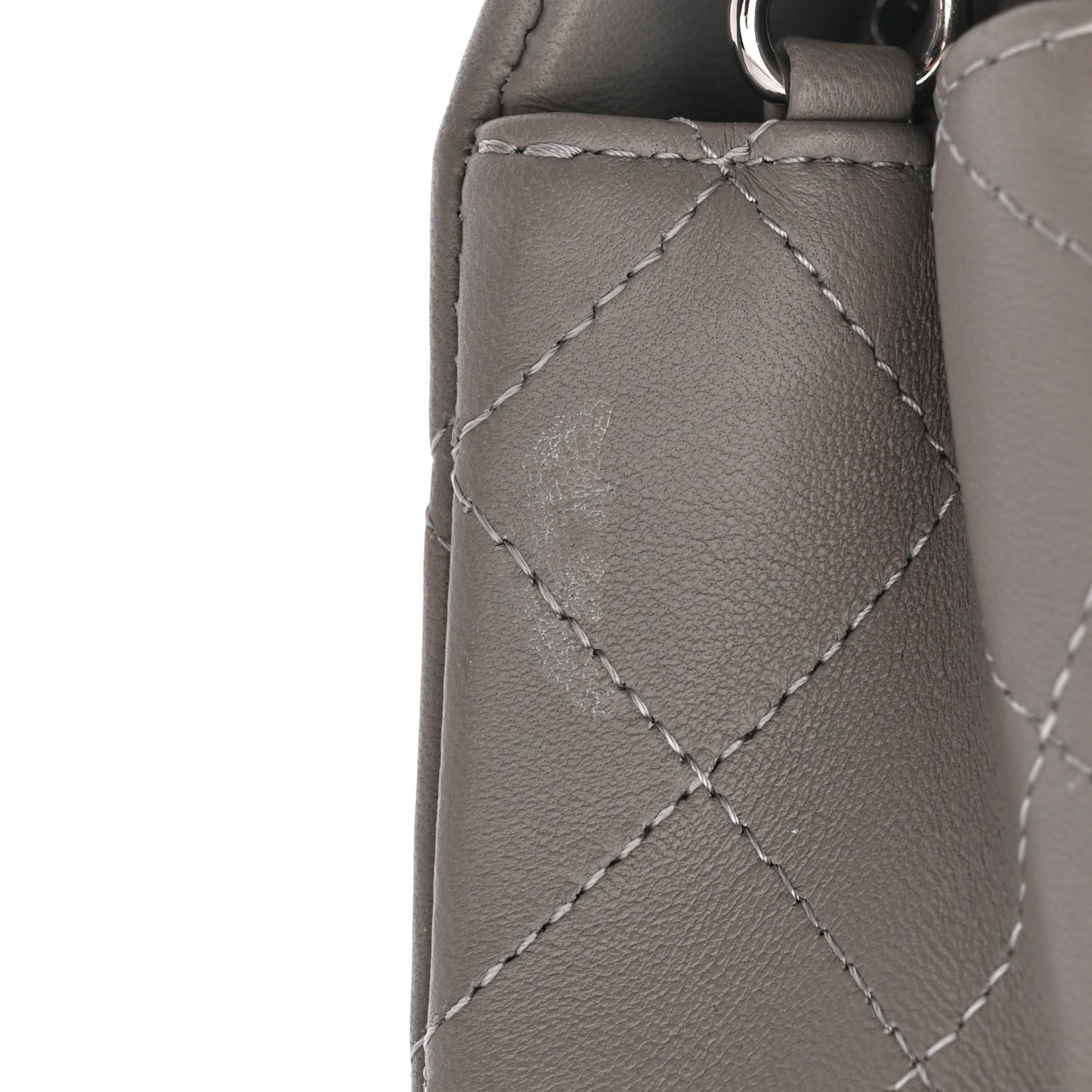 Lambskin Quilted Mini Rectangular Flap Grey
