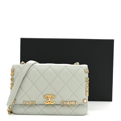 Chanel Lambskin Enamel Strass Quilted Mini Paris Monaco Flap Light Grey 12 of 12