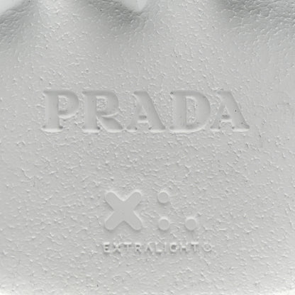 Prada Spazzolato Rois Re-Nylon Metal Triangle Logo Monolith Pouch Pocket 55mm Boots 40.5 White 7 of 15