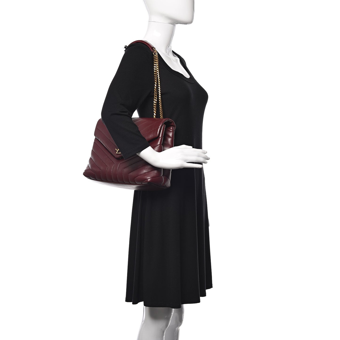 Calfskin Y Quilted Monogram Medium Loulou Chain Satchel Palissandre