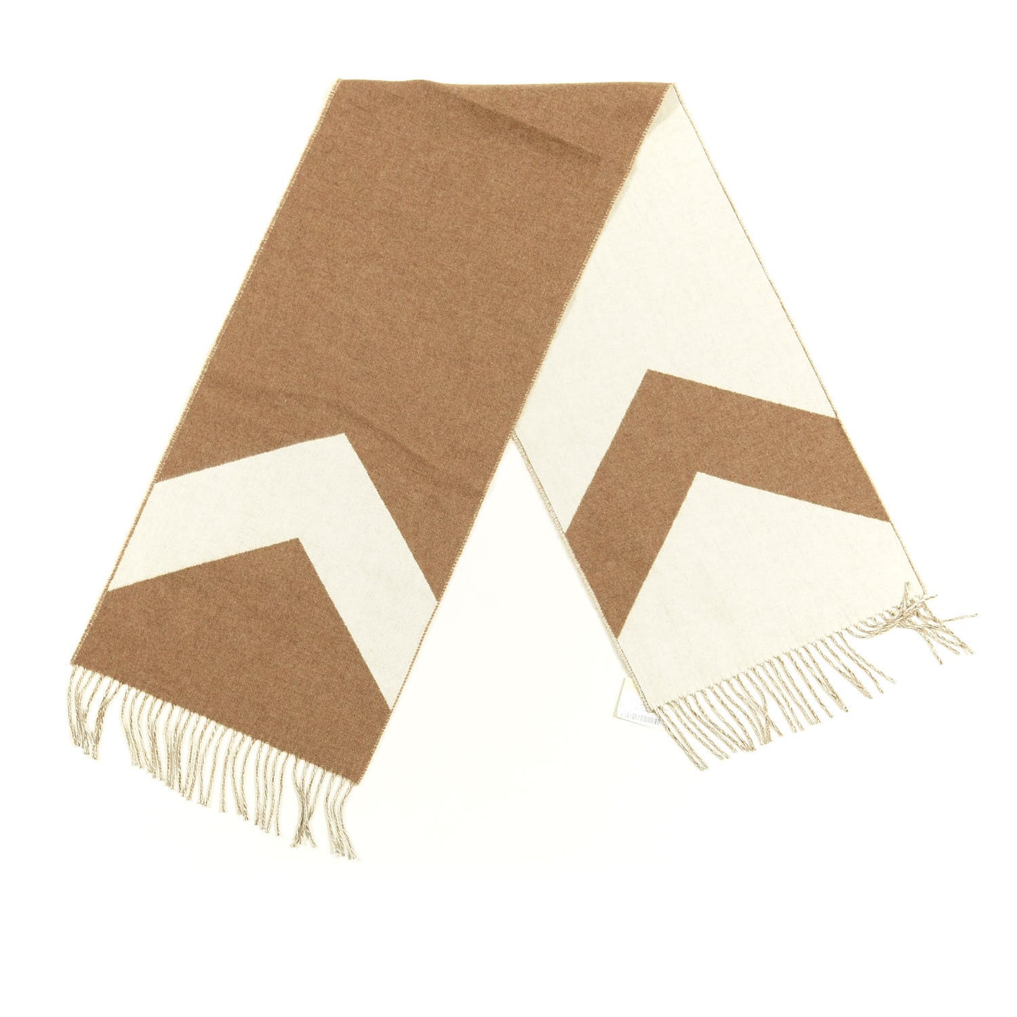 Cashmere Fringe Scarf Noisette Ecru