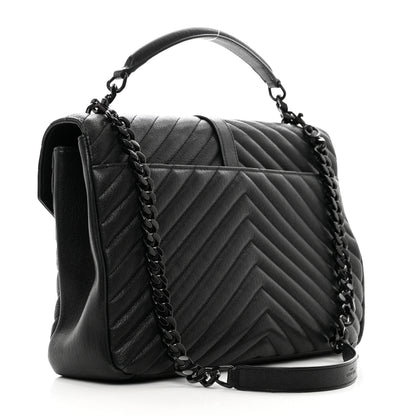 Saint Laurent Sheepskin Matelasse Chevron Monogram Monochrome Large College Bag Black 3 of 11