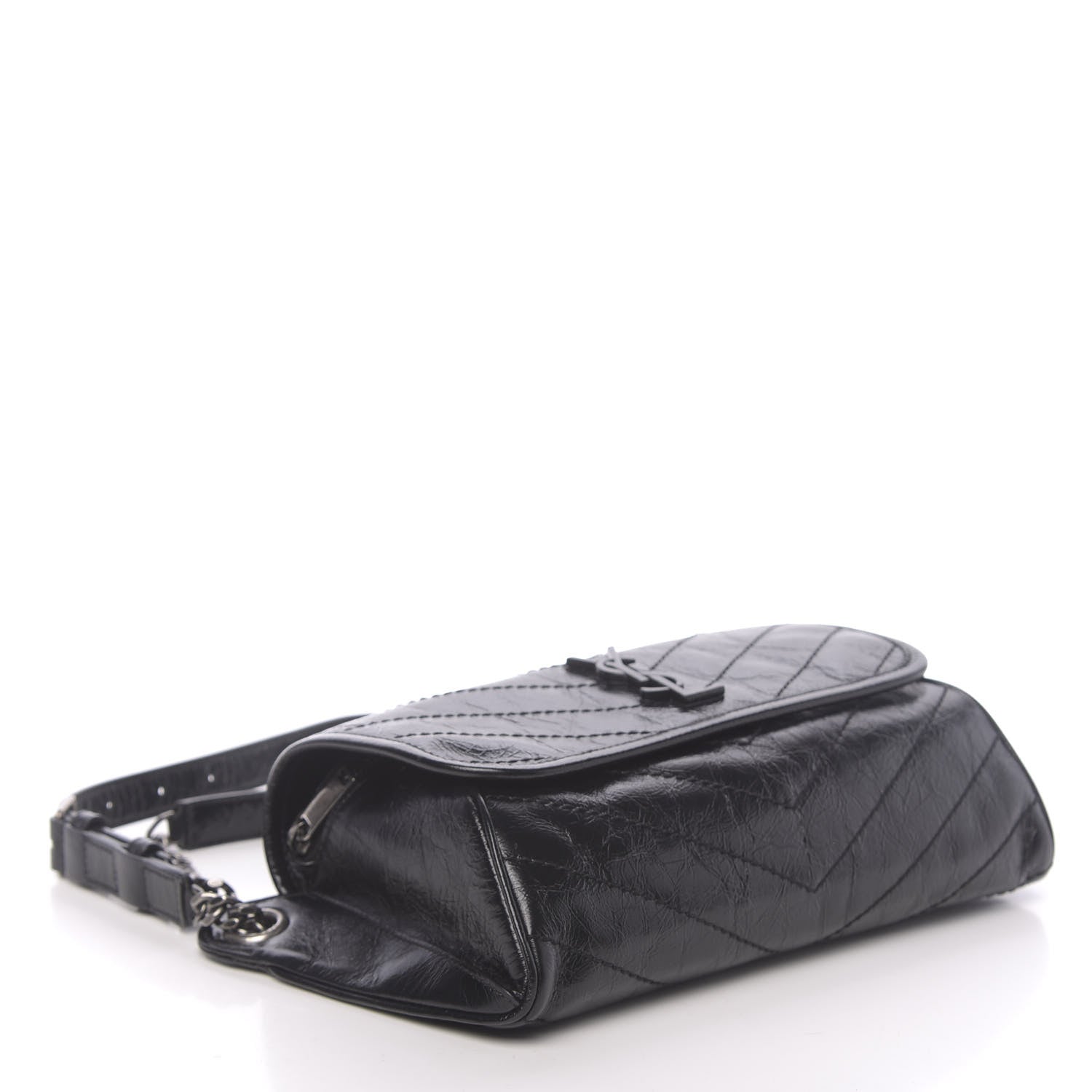 Saint Laurent Crinkled Calfskin Matelasse Monogram Niki Body Bag Black 4 of 9
