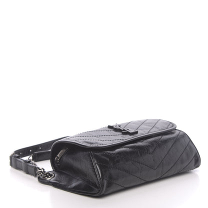 Saint Laurent Crinkled Calfskin Matelasse Monogram Niki Body Bag Black 4 of 9