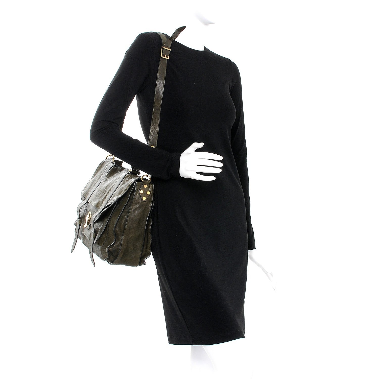 Proenza Schouler Lambskin Large PS1 Satchel Military 2 of 14