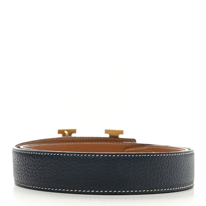 Hermes Togo 32mm H Belt 90 Bleu de Malte Gold 2 of 9