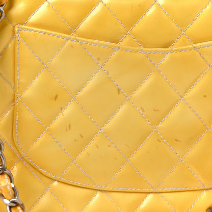Chanel Patent Quilted Medium Double Flap Yellow 18 of 21