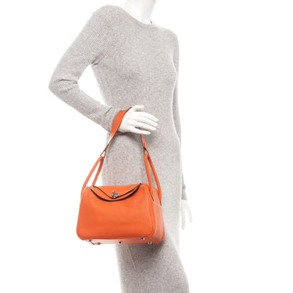 Hermes Taurillon Clemence Bi-Color Lindy 26 Orange Moutarde 2 of 7
