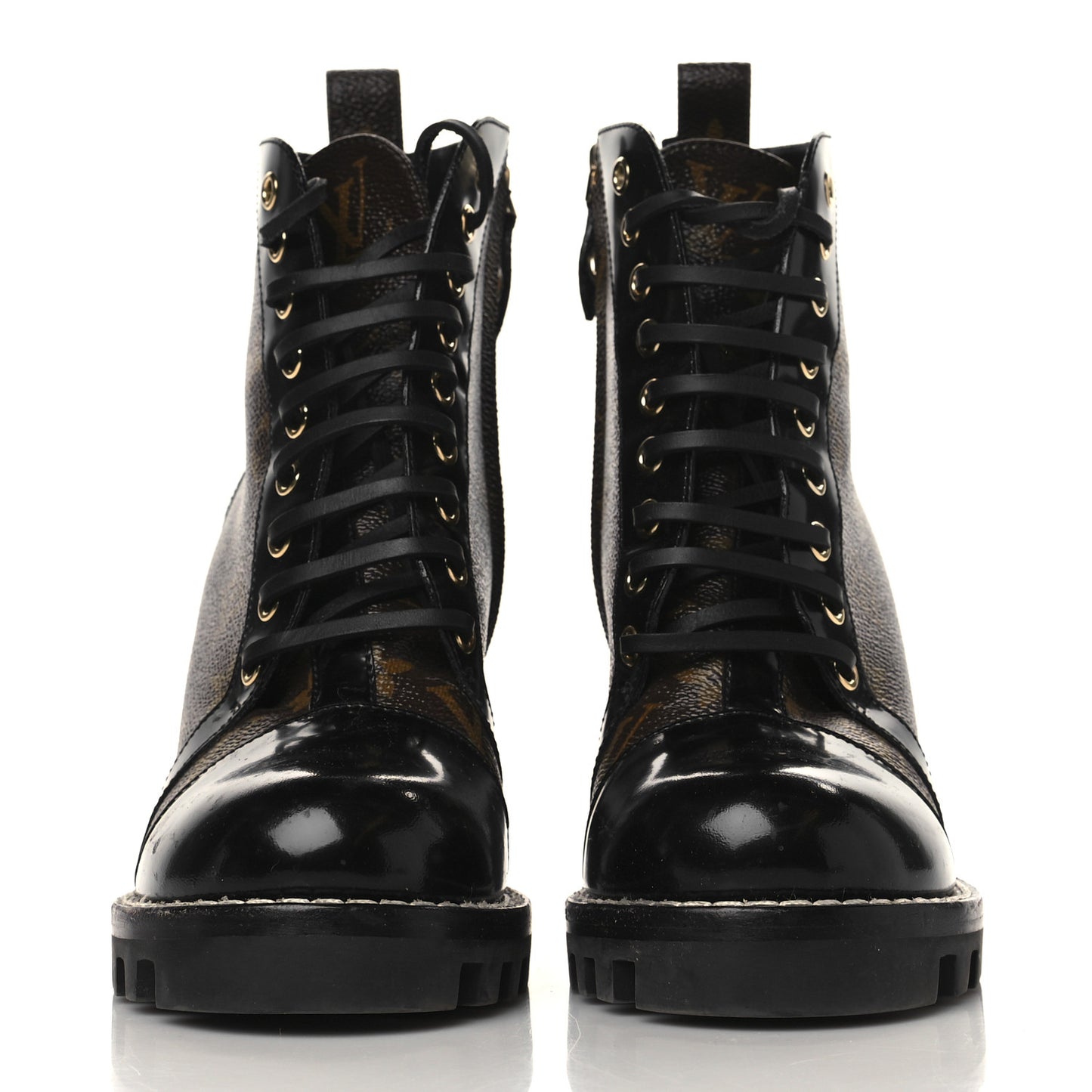 Patent Calfskin Monogram Star Trail Ankle Boots 37.5 Black
