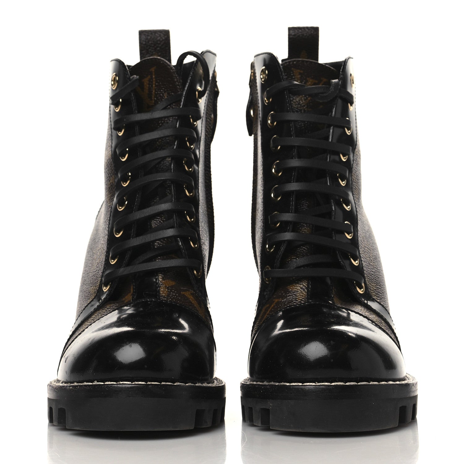 Louis Vuitton Patent Calfskin Monogram Star Trail Ankle Boots 37.5 Black 2 of 7