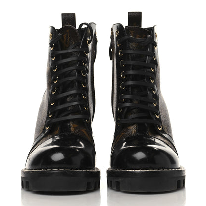 Louis Vuitton Patent Calfskin Monogram Star Trail Ankle Boots 37.5 Black 2 of 7