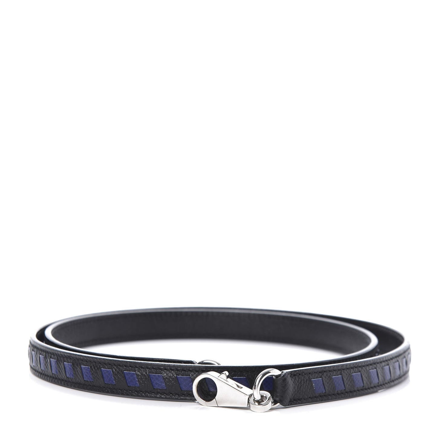 Epsom 16mm Tressage Shoulder Strap Black Bleu Indigo