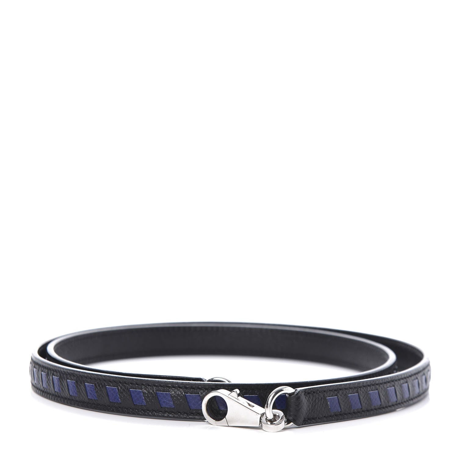 Hermes Epsom 16mm Tressage Shoulder Strap Black Bleu Indigo 1 of 6