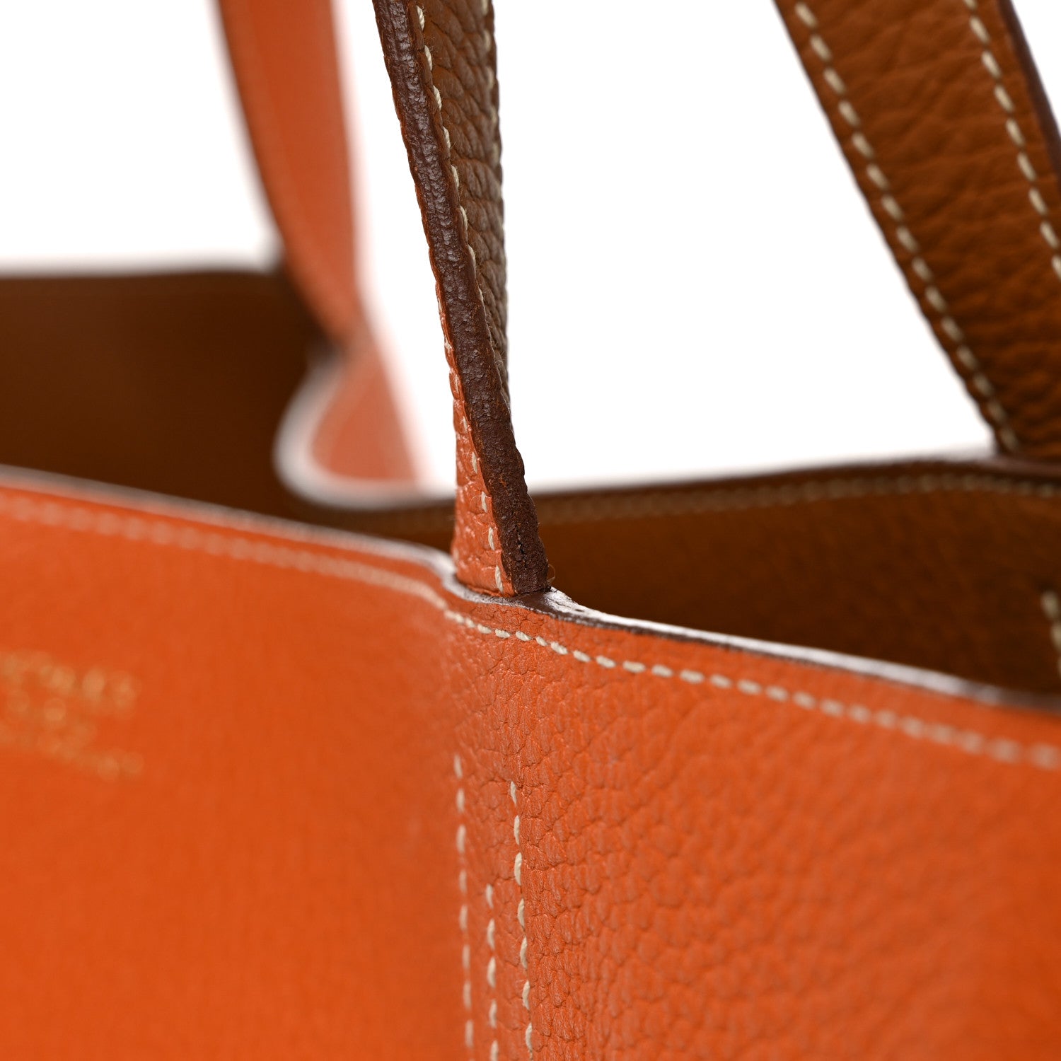 Hermes Taurillon Clemence Double Sens 45 Reversible Tote Orange Gold 15 of 17