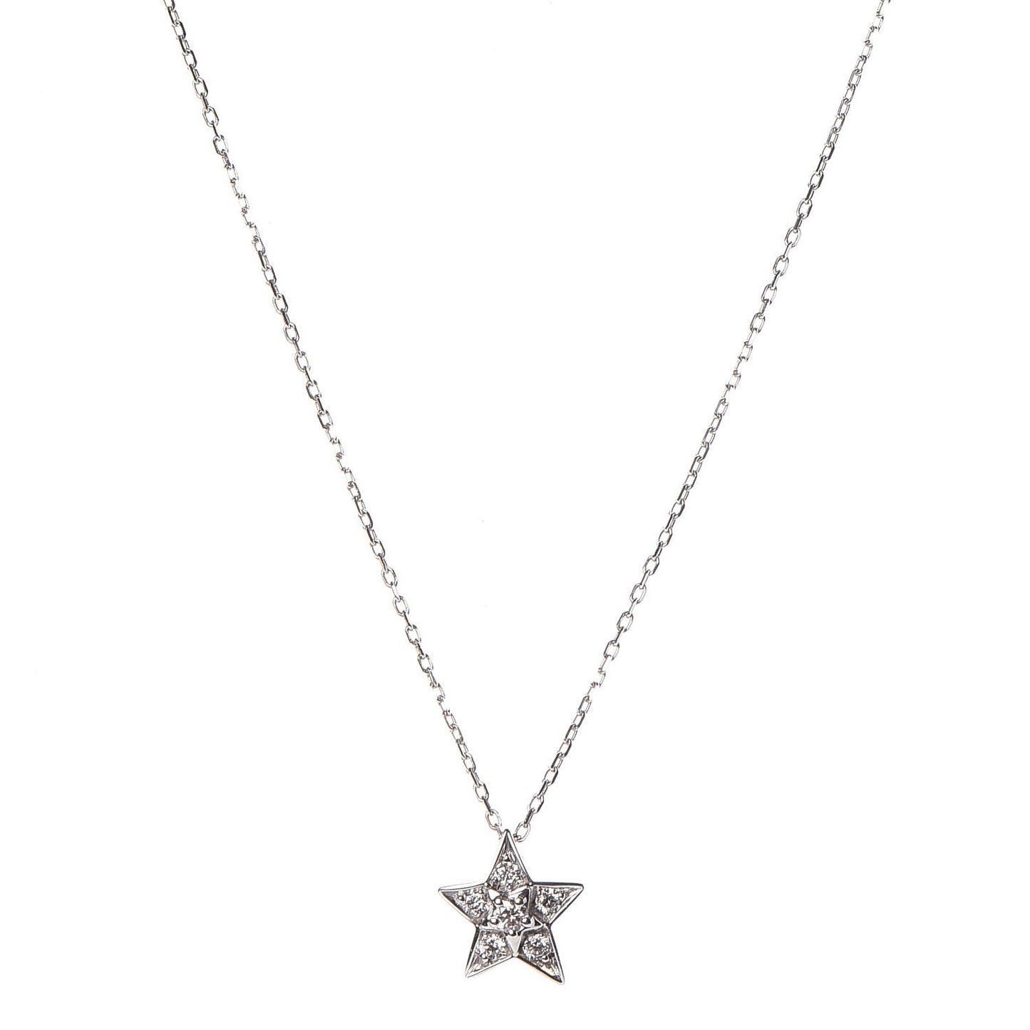 18K White Gold Diamond Small Comete Geode Pendant Necklace