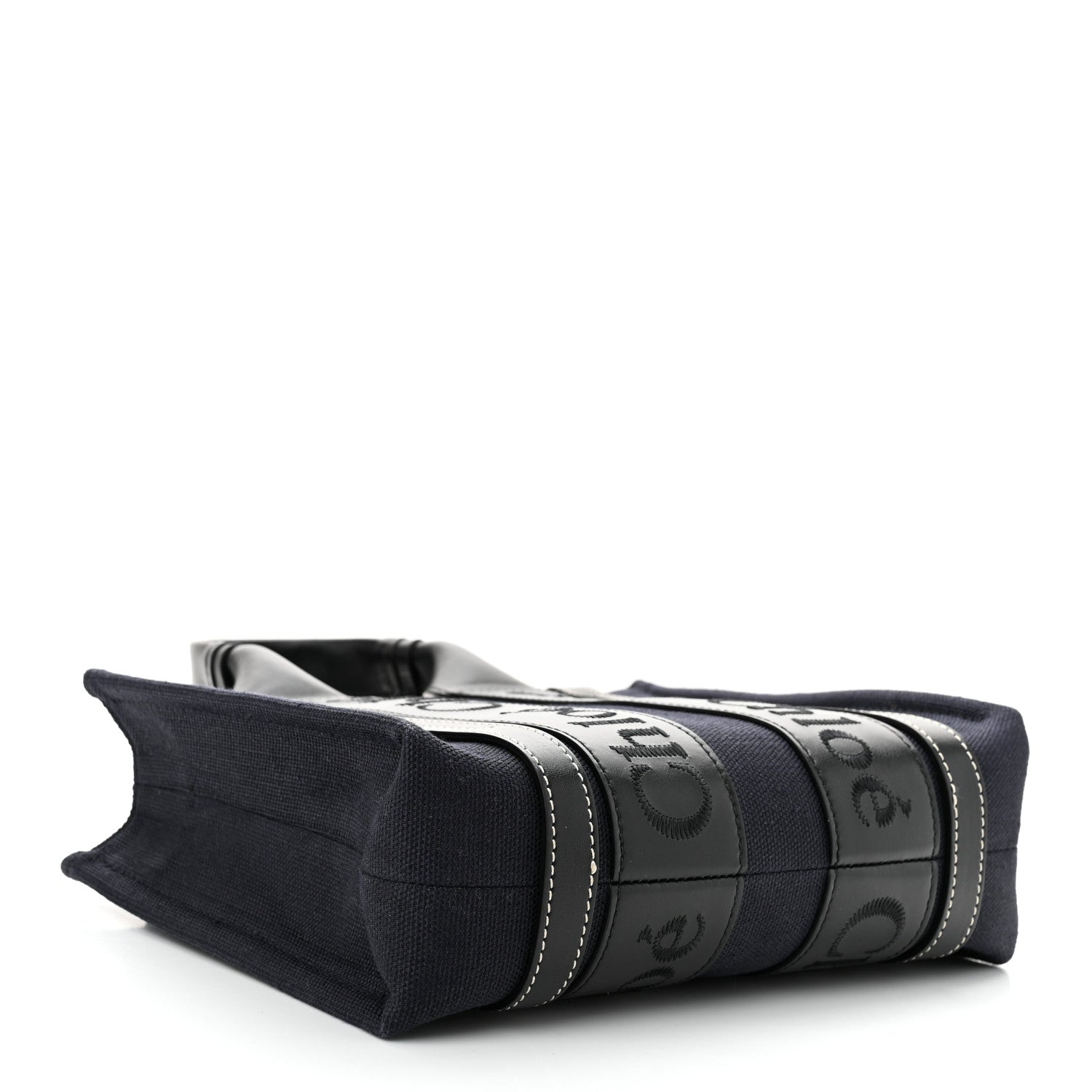 Chloe Calfskin Linen Small Woody Tote Deep Denim 4 of 10