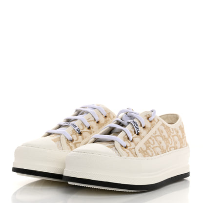 Christian Dior Canvas Lurex Oblique Walk'N'Dior Platform Sneakers 37.5 Pale Gold 3 of 9
