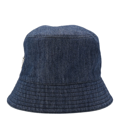 Prada Denim Metal Triangle Logo Bucket Hat M Navy 3 of 7