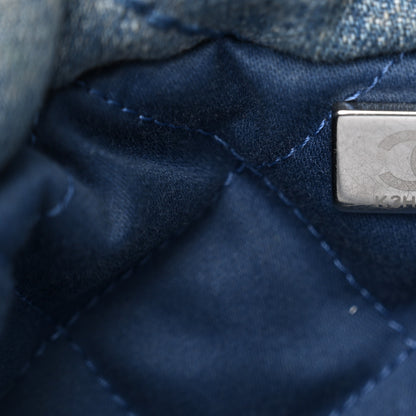 Chanel Washed Denim Quilted Studded Mini Chanel 22 Blue 7 of 10
