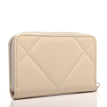 Chanel Lambskin Quilted 19 Zip Around Coin Purse Wallet Beige 3 of 8