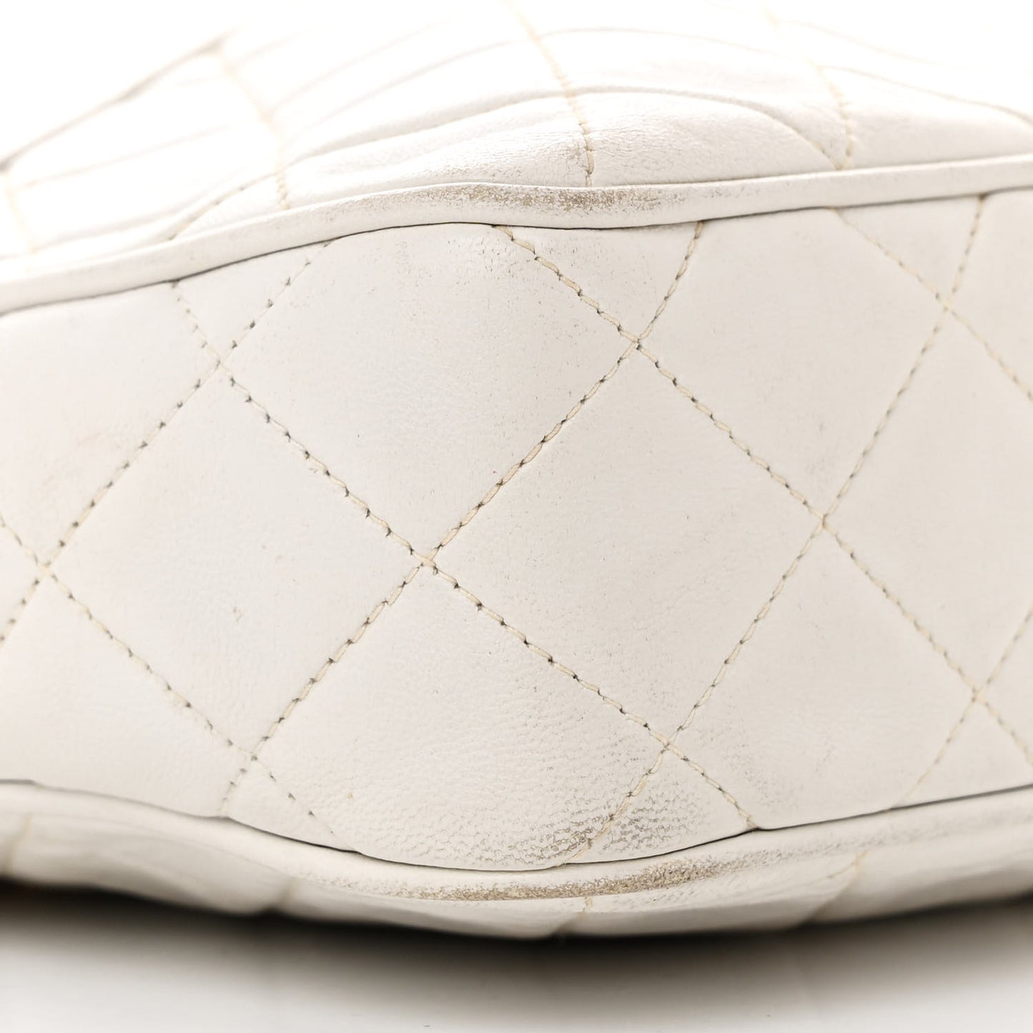 Lambskin Quilted Tassel Camera Case White