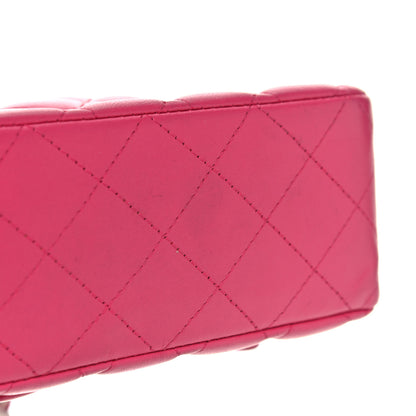 Chanel Lambskin Quilted Medium Double Flap Dark Pink 19 of 22