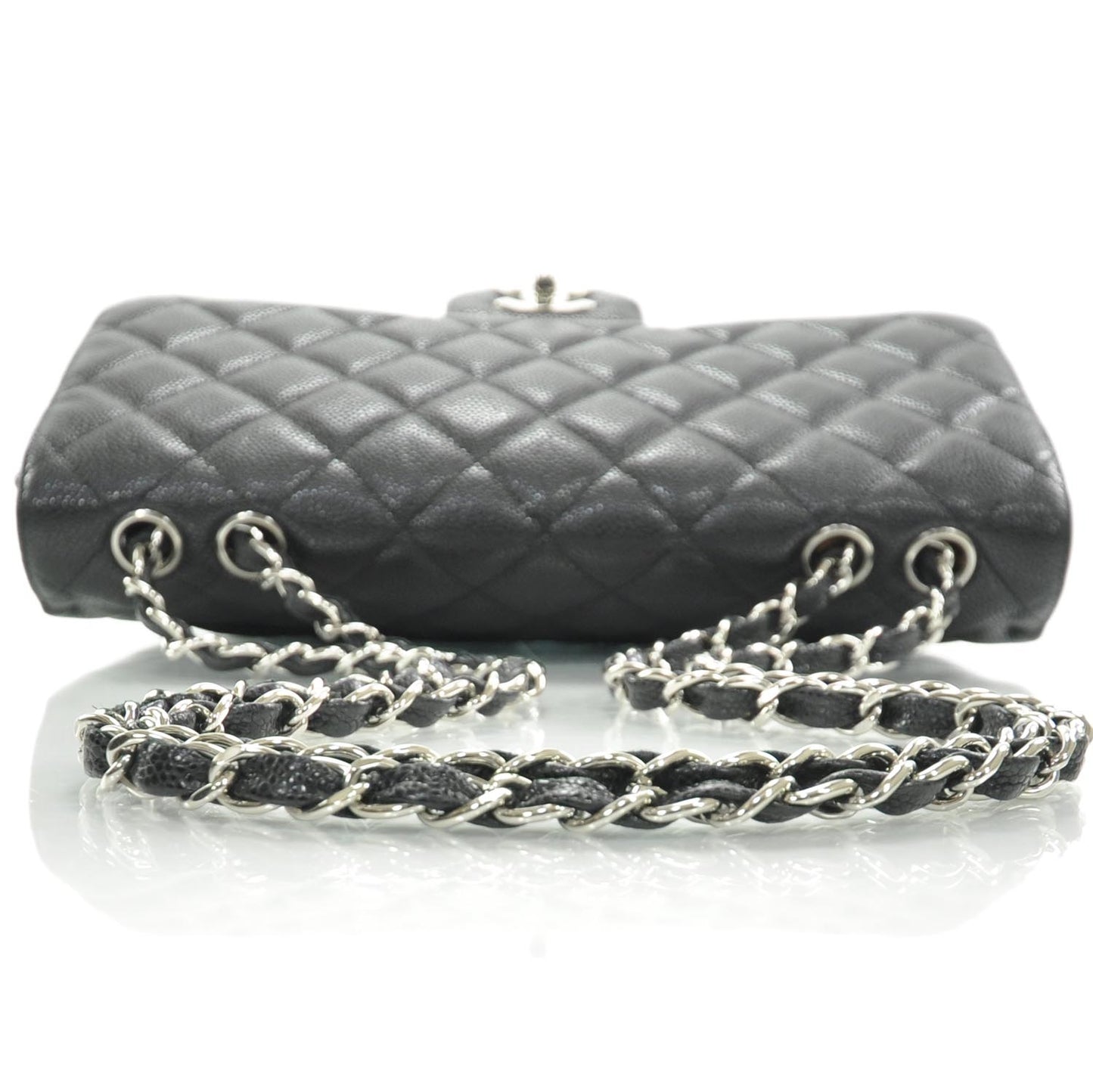 Caviar Jumbo Single Flap Black SHW